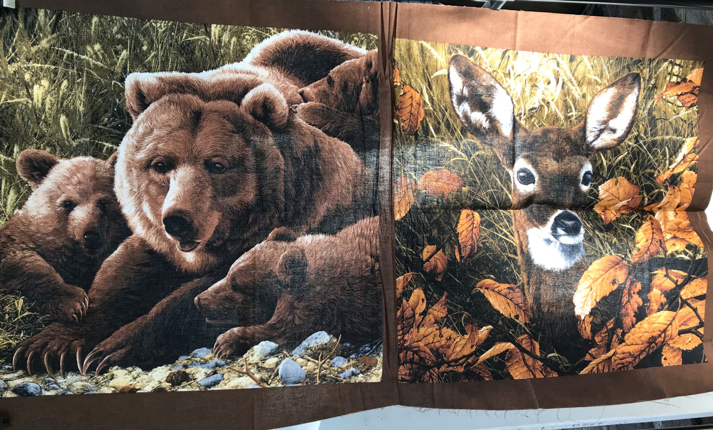 Grizzly Bear and Deer Cushion Panels